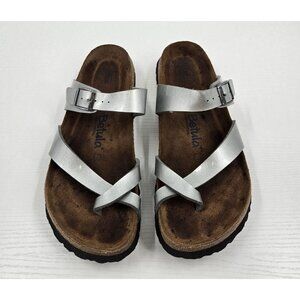 Birkenstock Mayari Silver Birko-Flor Toe Loop Sandals Women’s Size 41